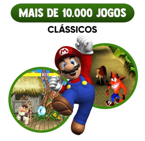 Videogame Retrô Game Stick até 10.000 jogos 4k com 2 controles sem fio