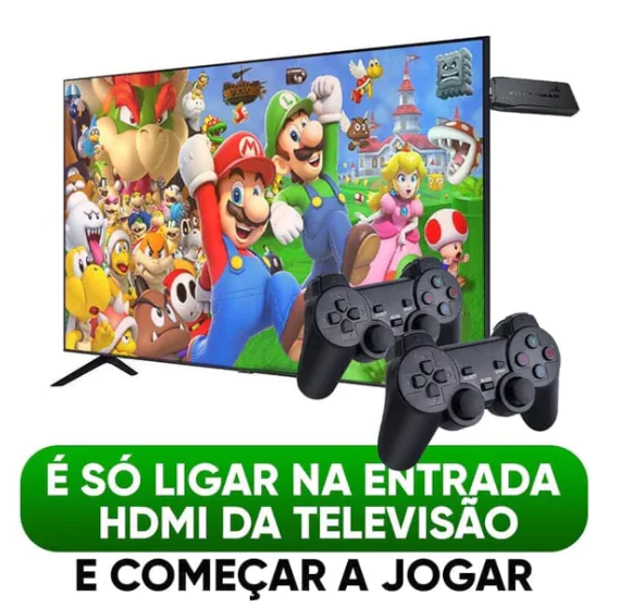 Videogame Stick 4K 32gb 64gb 2 Controles Sem Fio Console Portatil