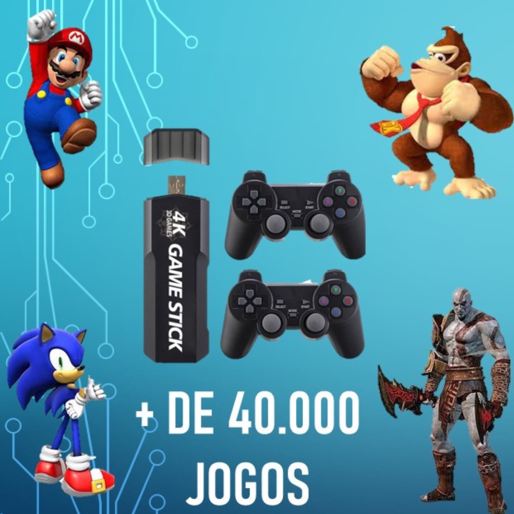 MEGA DRIVE Jogando Sonic Game Retrô Stick 4 k GD10 128 G com 40